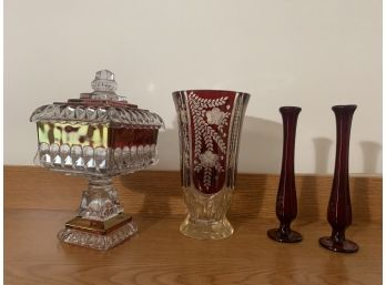 Classic Red Glass Crystal Vases