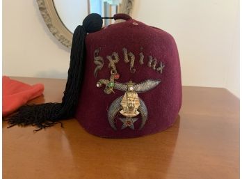 Masonic Shriners Sphinx Hat And Tassel With Bag