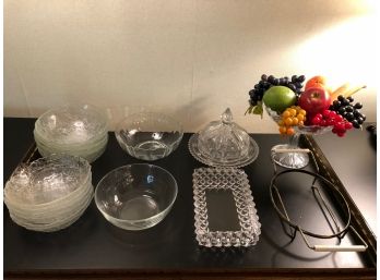 Clear Dish & Glassware With Fruit Bowl