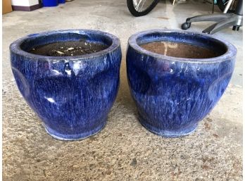 Pair Of Blue Planters