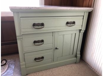 Sea Green Painted Chest With Marble Top