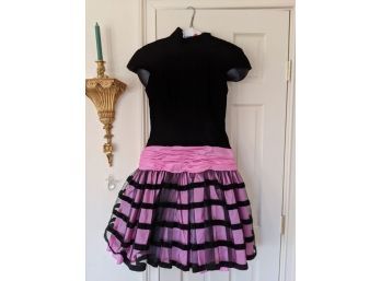 Victor Costa Pink And Black Velvet Dress