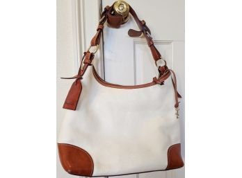 White Leather With Brown Detailing Dooney And Bourke Bag