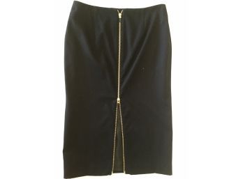 Alexander McQueen Wool Pencil Skirt Gold Zipper In The Back