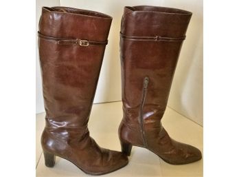 Salvatore Ferragamo Brown Carla Heeled Boot. 10 AA