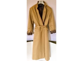 Antonio Fusco Women's Long Trench Coat Feels Extra Luxurious With Plush Leopard Print Lining