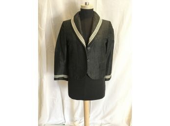 Alexander McQueen Jacket In A Navy Herringbone With White Trim