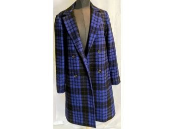 Brooks Brothers  Blue And Black Plaid Long Jacket