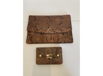 Set Of 2 Alligator Skin Purse And Wallet