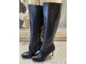 Brooks Brothers Genuine Italian Leather Stiletto Black High Boots Worn Twice