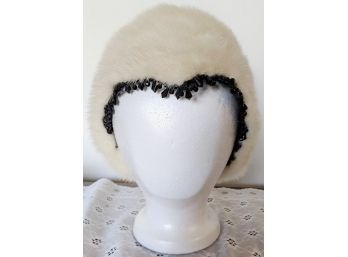 Regency Of New York Vintage Rabbit  Fur Hat With Sexy Black Beadwork.....looks Better On A Real Person!