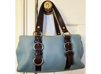 Powder Blue With Brown Trim By Coach - Gorgeous And Soft Leather (Numbered Bag)