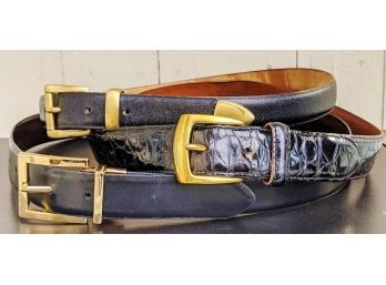 Cole Haan , Gerogio Armini And Other Designer Leather Black Belts