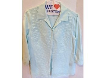 Baby Blue 3/4  Sleeved  Linen Button Down Shirt By Lafayette 148