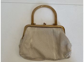 Vintage Whiting & Davis Co. Pearlized Mesh Bag With Lucite Handles