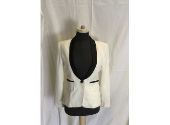 Smyth White Jacket With Black Trim Size 8