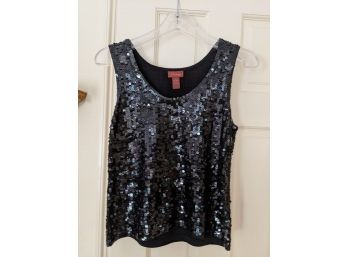 Classic Glam Black Sequin Tank Top Nicely Lined By Fetching