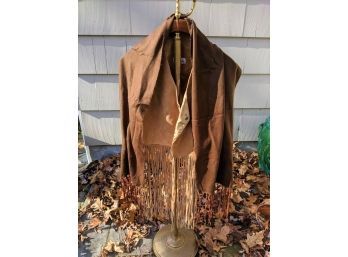 Cowboy Fringe Suede Vest And Shawl With Long Fringe