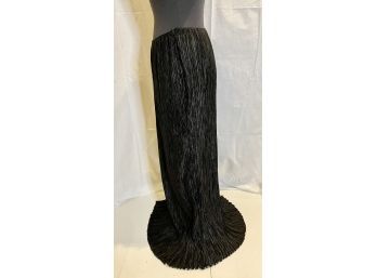 Mary Mcfadden Couture Long Black Crinkle Skirt