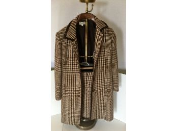 Tamotsu Coat With Matching Skirt  Herringbone  (with Black Suede Trim?)