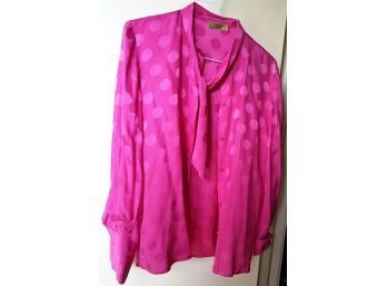 Pink Silk Bow Tie Neck Blouse By Alexander Julian Size Medium  6-8