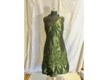 Gorgeous Couture Vera Wang -Vintage Emerald Green  Silk  Cocktail Dress , Size 4