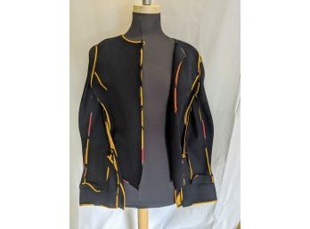 Black One Button Very Light Weight Jacket With Exceptionally Creative Bold Design