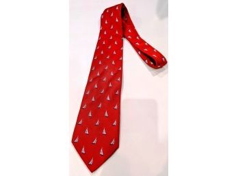 Red Tie With Sailboats By Brooks Brothers