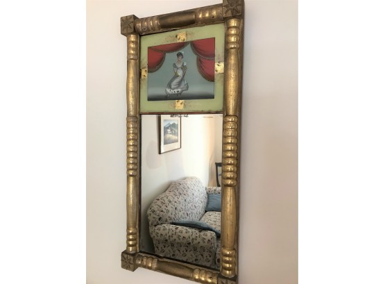Sheraton Style Gilted Mirror Reverse Painted 'Abigail Eaton' 1800