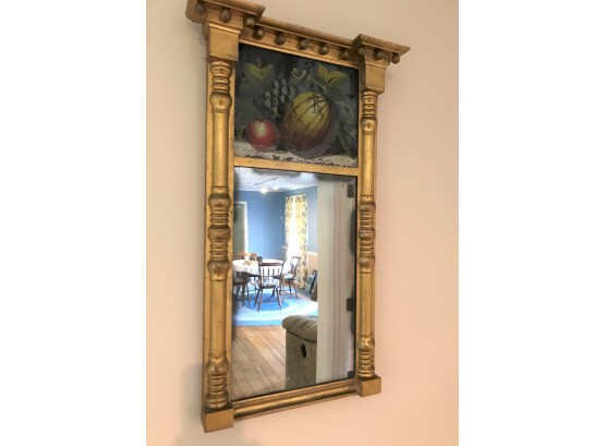 Federal Style Gilt Tabernacle Mirror Reverse Painting Panel