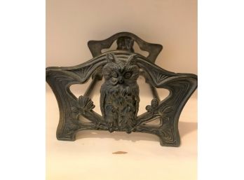 Expandable Art Nouveau Brass Owl Bookend
