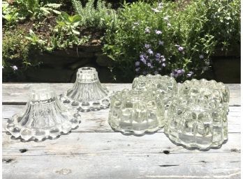 Six Vintage Glass Candle Holders