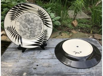 Two Black And White Decor Or Serving Plates