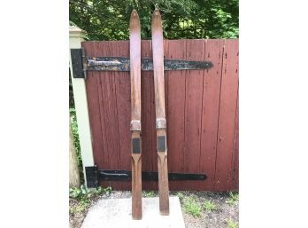 Pair Of Vintage Wooden Skis