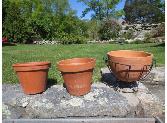 Group Of 3 Terra Cotta Planters