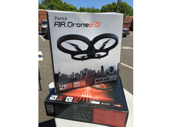 Two PARROT AR Drones 2.0 - One Appears New - One Appears ALMOST New But Broken