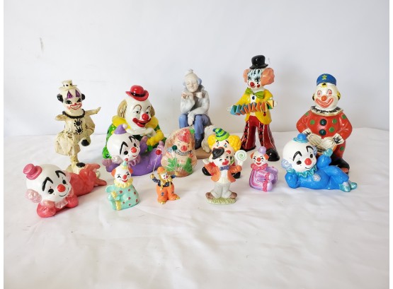 Send In The Clowns! Adorable Assorment Of Clown Figurines, Candle Bank & Music Box