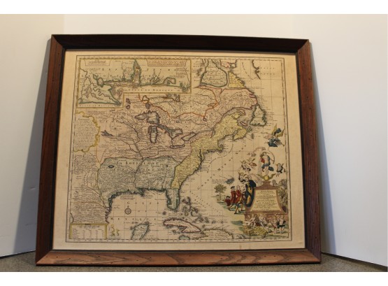 Vintage 1970s Reproduction Matthias Seutter Framed Reproduction Print Map Of Louisiana & Mississippi