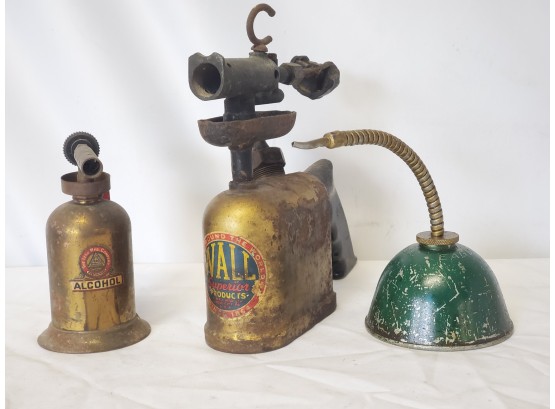 Antique Assortment Brass Oil Can & Blow Torches