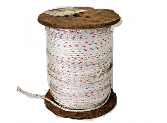 1/4' Poly Rope White W/Red Tracer 1000 Ft