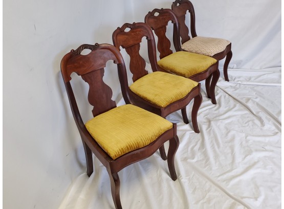 Four Antique Mahogany Upholstered Dining Chairs