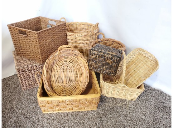 Nice Assortment Of Wicker Baskets & Boxes