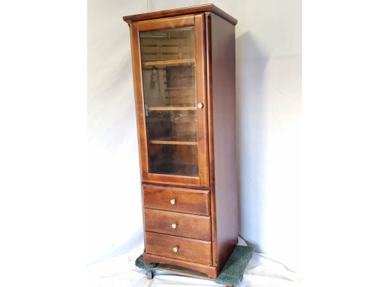 Tall Solid Wood Back Lighted Cabinet W/Glass Door