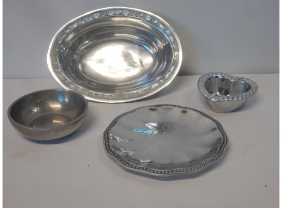 Beautiful Assortment Holland Boone Polished Pewter Serving Dishes & Bowls
