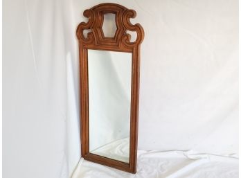 Tall Vintage Wood Carved Oblong Wall Mirror