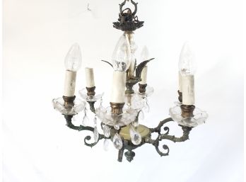 Antique Chandelier Koi Fish Dolphin Asian Inspired - Needs Repair