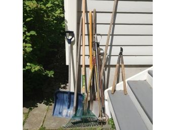 Lot Of Gardening Tools And Two Man Saw