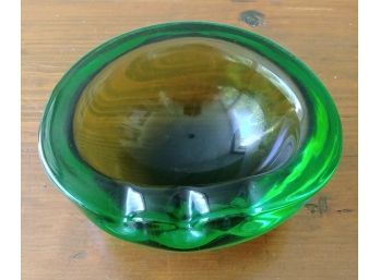 Green Art Glass Ashtray