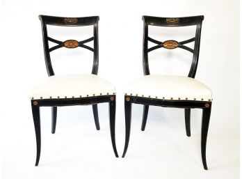 Vintage Jappaned Side Chairs In Style Of Theodore Alexander / Charles Spencer