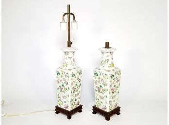 Pair Vintage Asian Lamps - AS IS